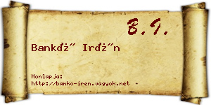 Bankó Irén névjegykártya